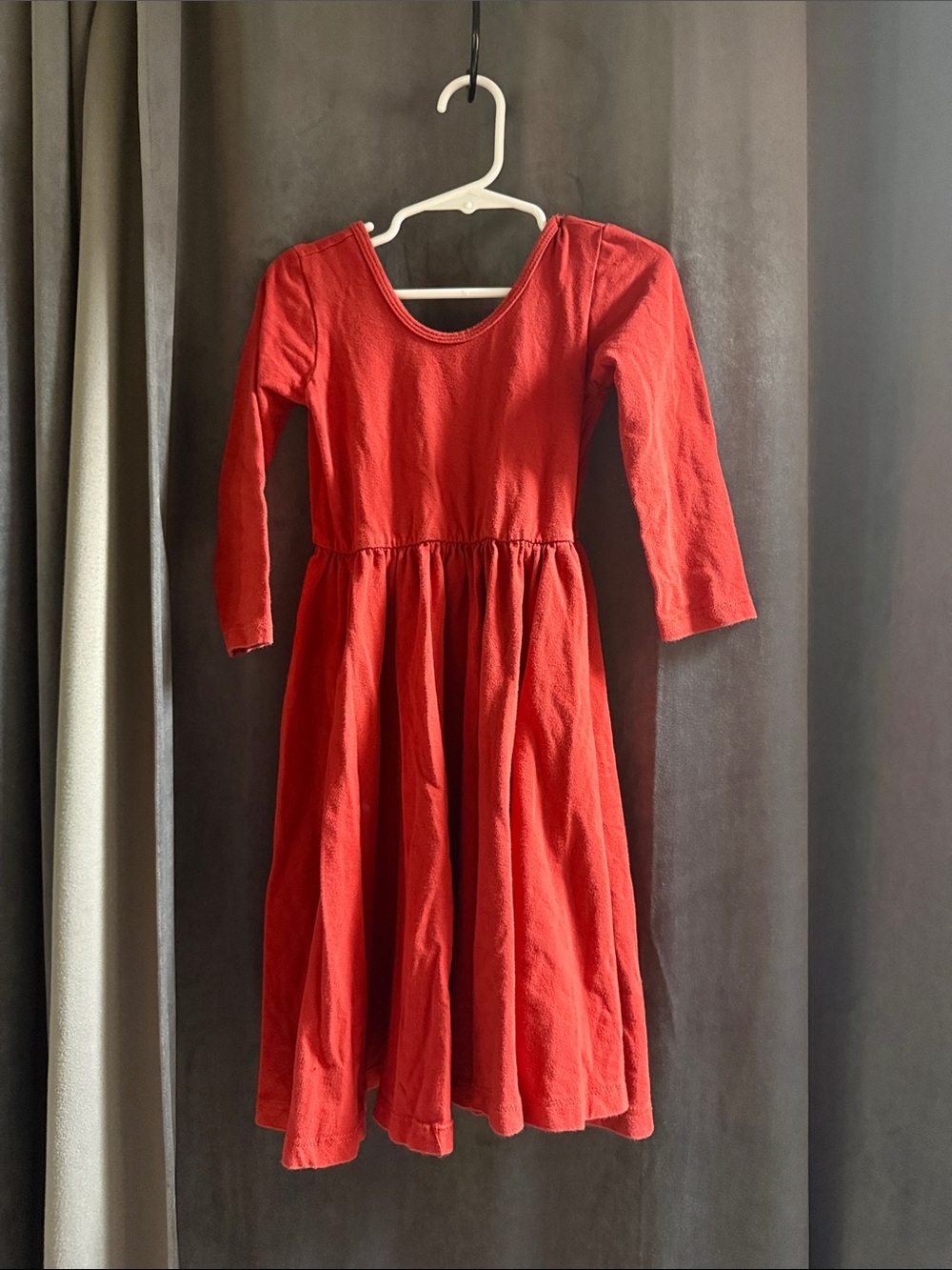 Girls' Classic Red Quarter Sleeve Twirl Dress